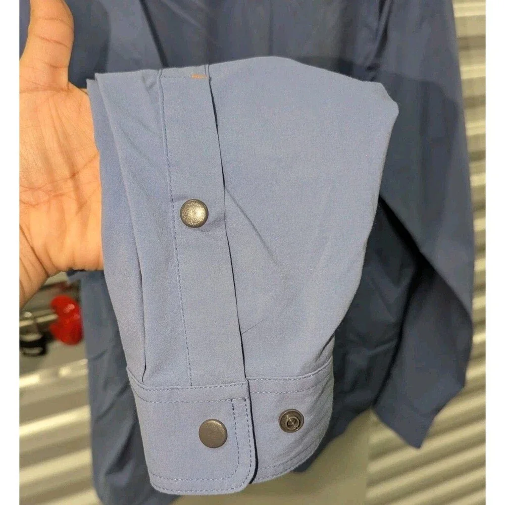 Orvis Men's Size XL Blue Vented Nylon Fishing Long Sleeve Button Front Shirt‎